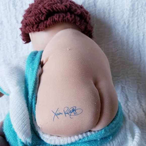 Vintage Original Cabbage Patch Kid Wearing Knit Overalls Romper - Picture 6 of 6